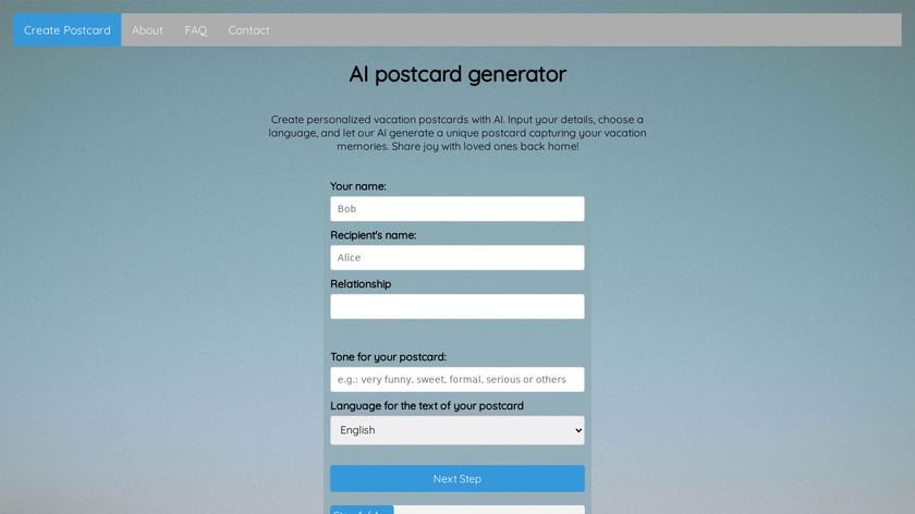AI Postcard Generator Landing Page