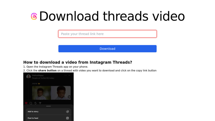 Instagram threads video downloader Landing Page