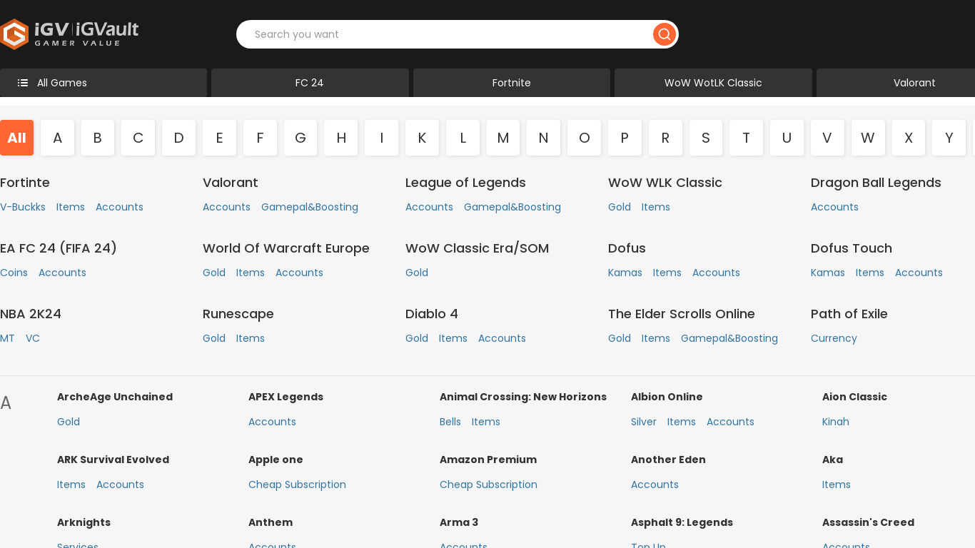 Igvault Landing page