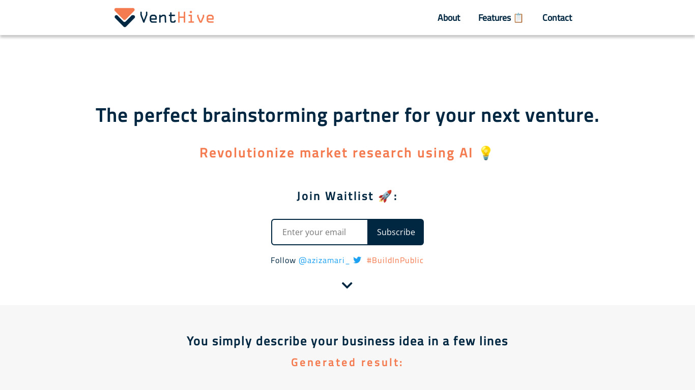 VentHive Landing page