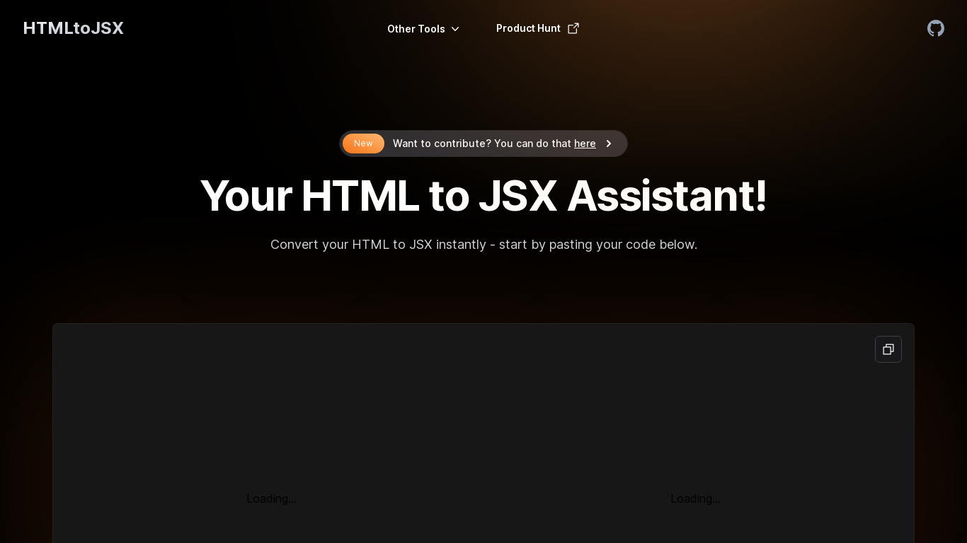 HTML to JSX Landing page