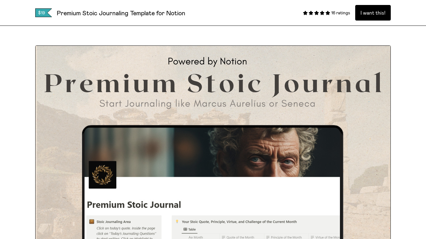 Premium Stoic Journaling Template Landing page