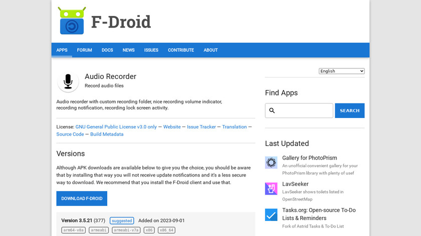 Audio Recorder Axet Landing Page