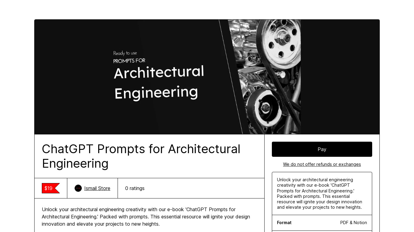 ChatGPT Prompts Architectural Engineers Landing page