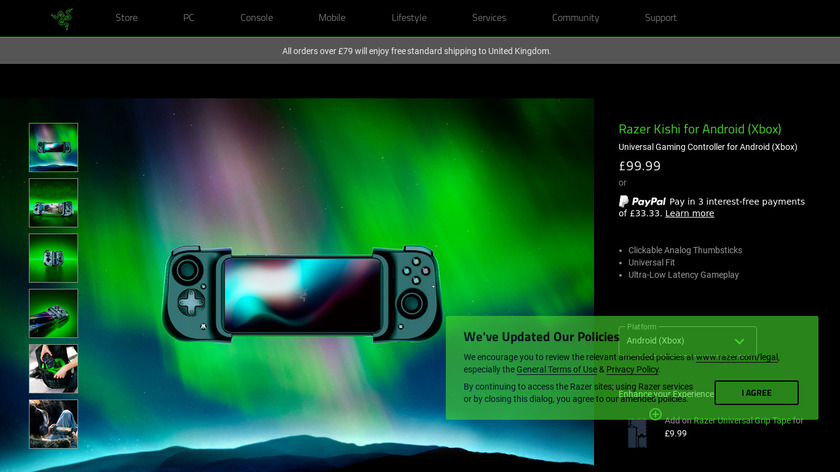Razer Kishi for Android Landing Page
