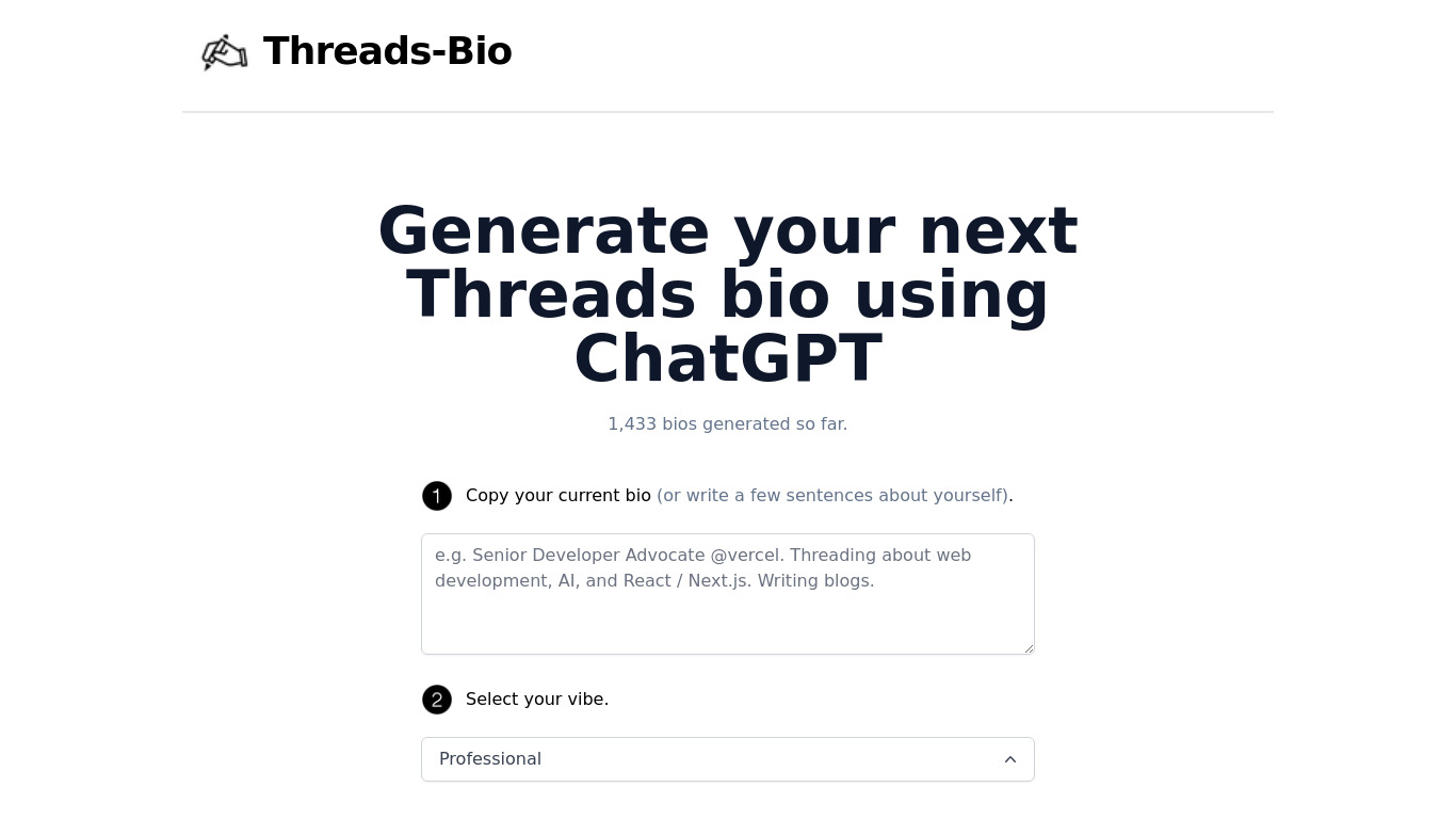 Threads Bio Landing page