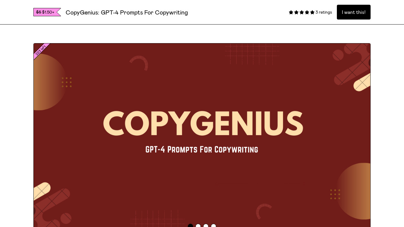 CopyGenius: GPT-4 ProPrompts Landing page