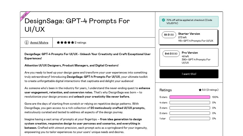 DesignSaga: GPT-4 UX Prompts Landing Page