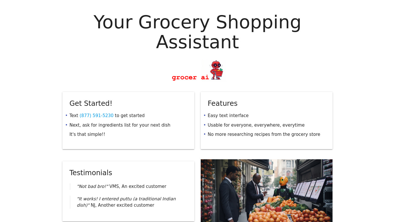 Grocer AI Landing page