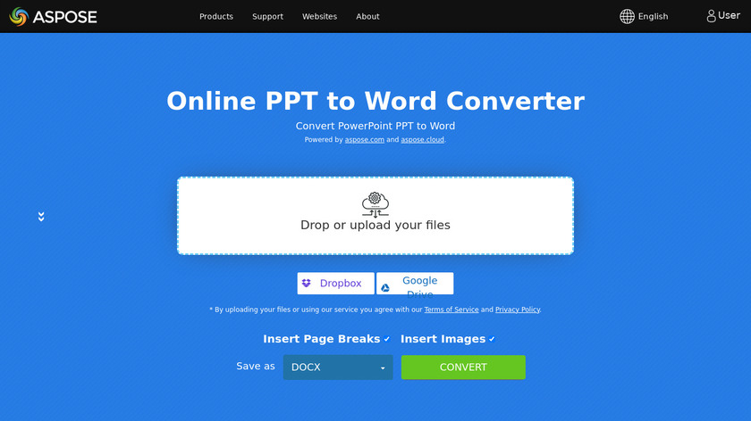 Aspose PowerPoint to Word Converter Landing Page