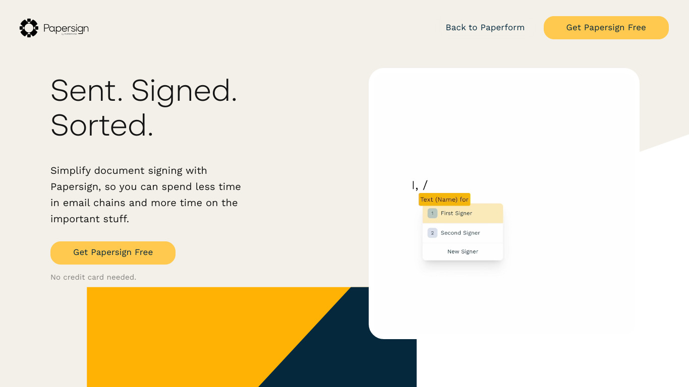 Papersign Landing page