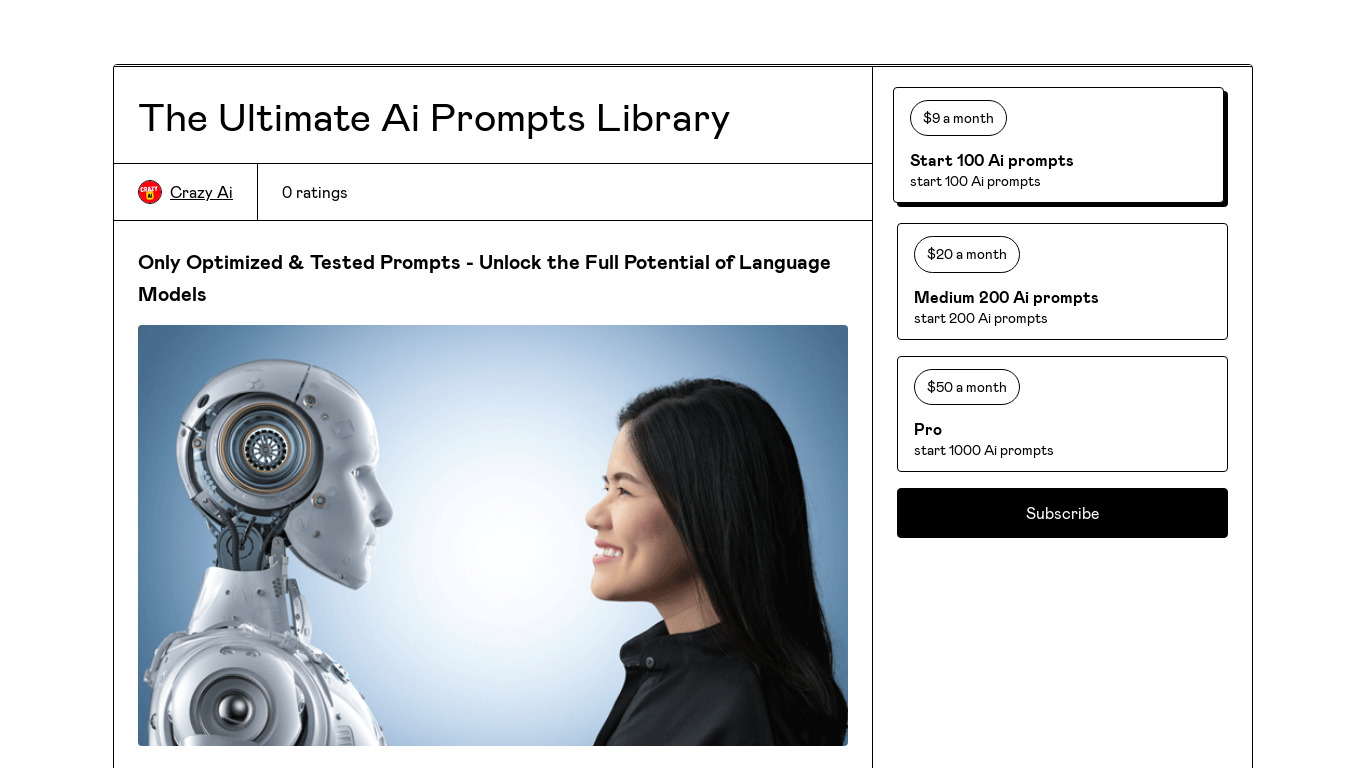 The Ultimate Ai Prompts  Library Landing page