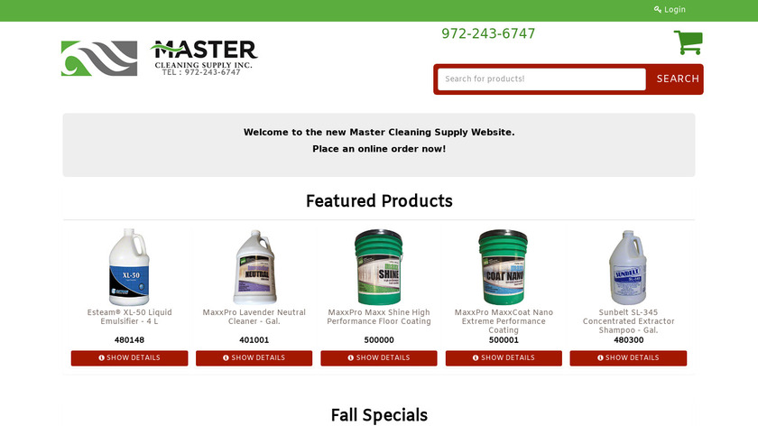 Master Cleaning Supply Landing Page