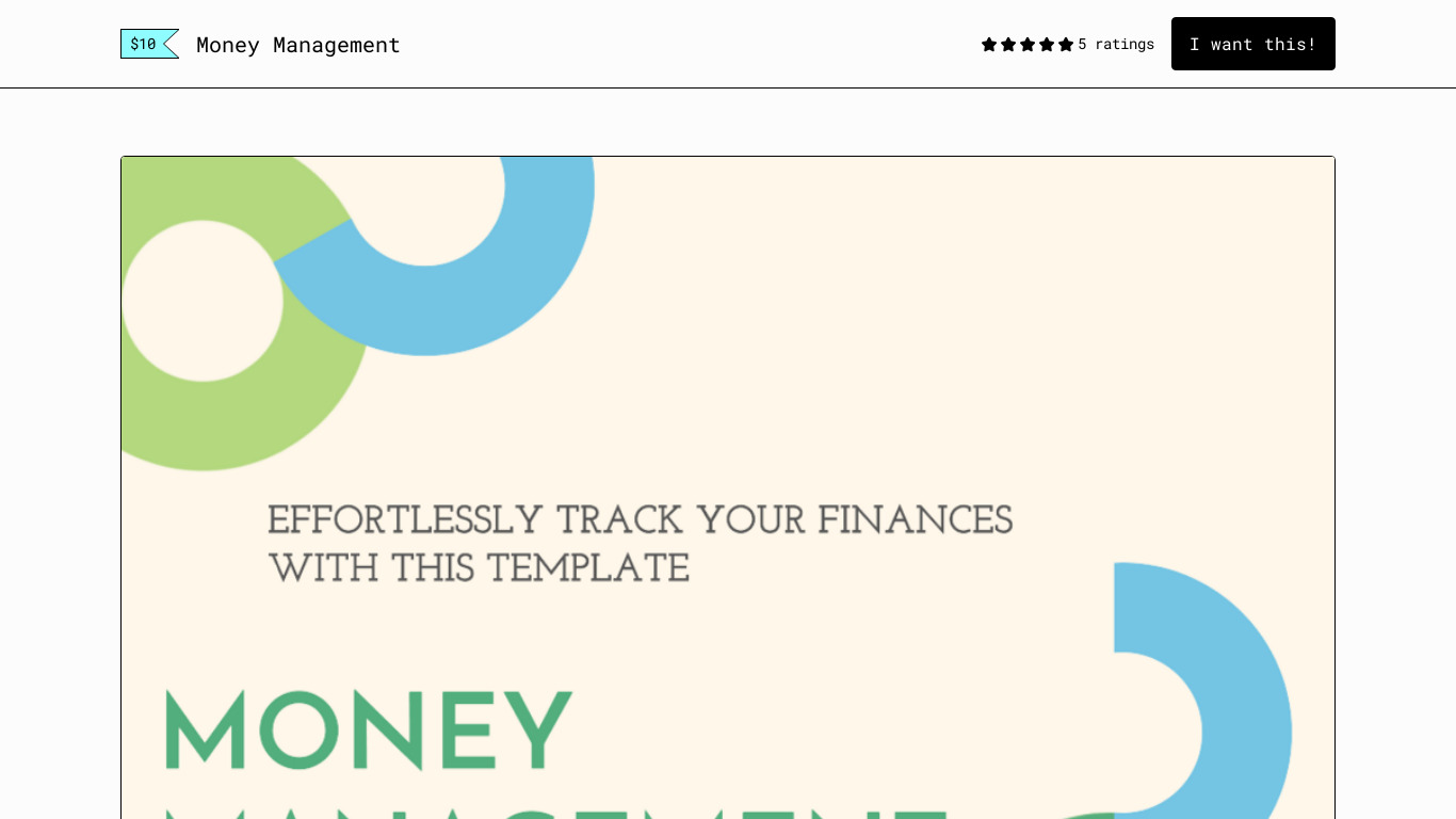 Money Management Landing page