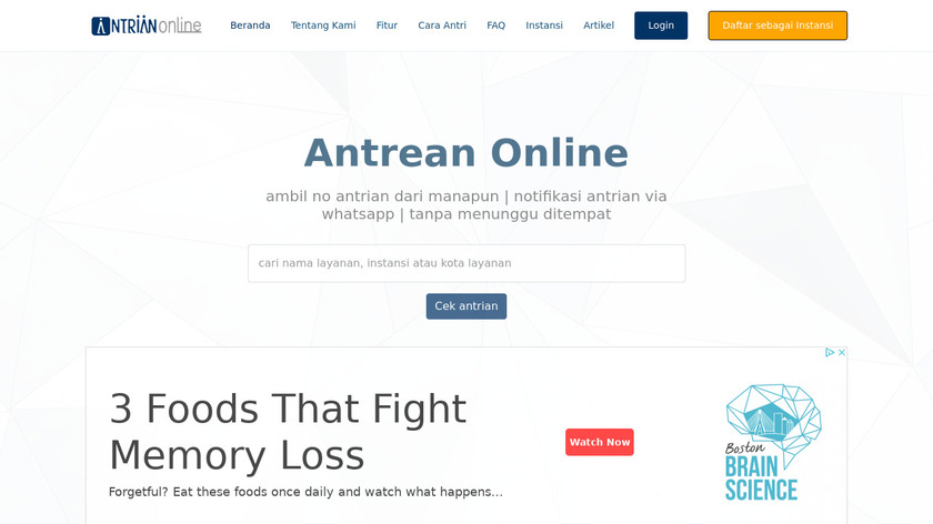 AntreanOnline Landing Page