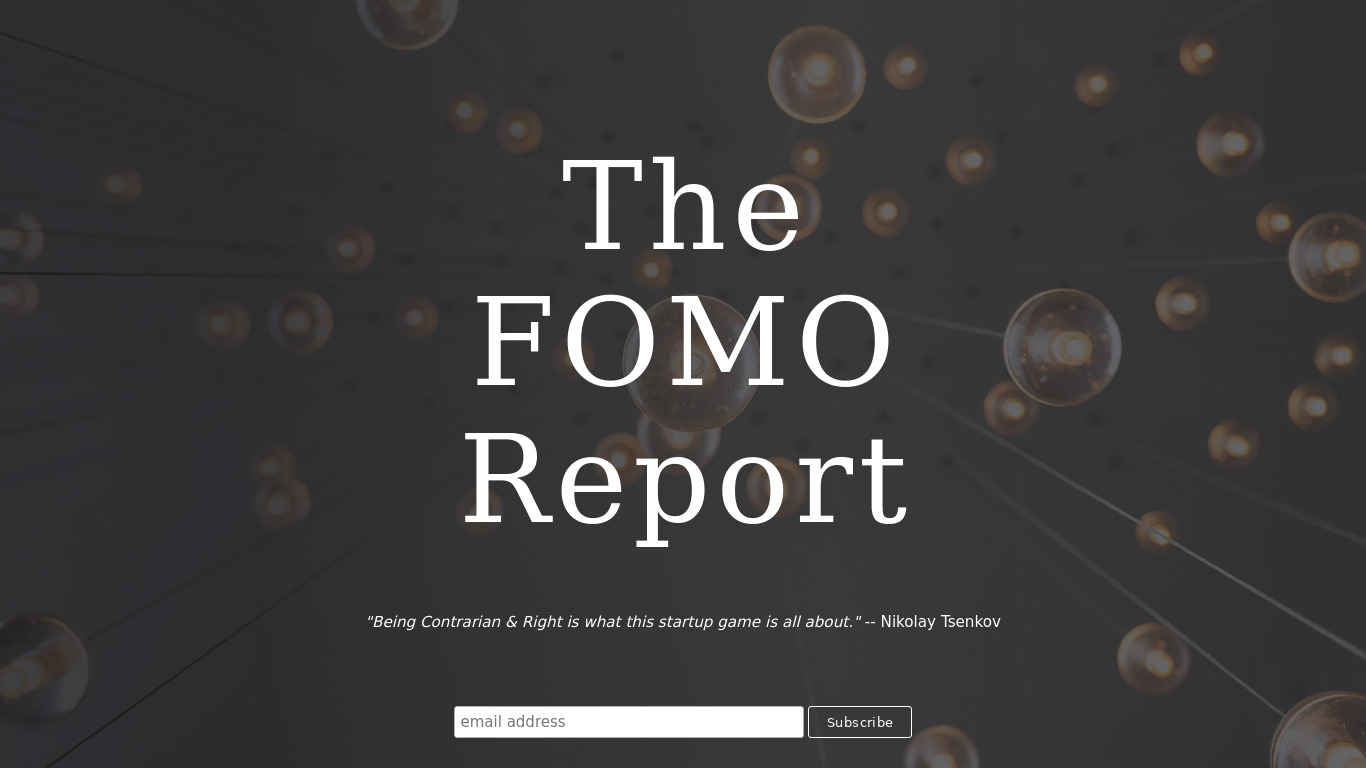 The FOMO Report Landing page