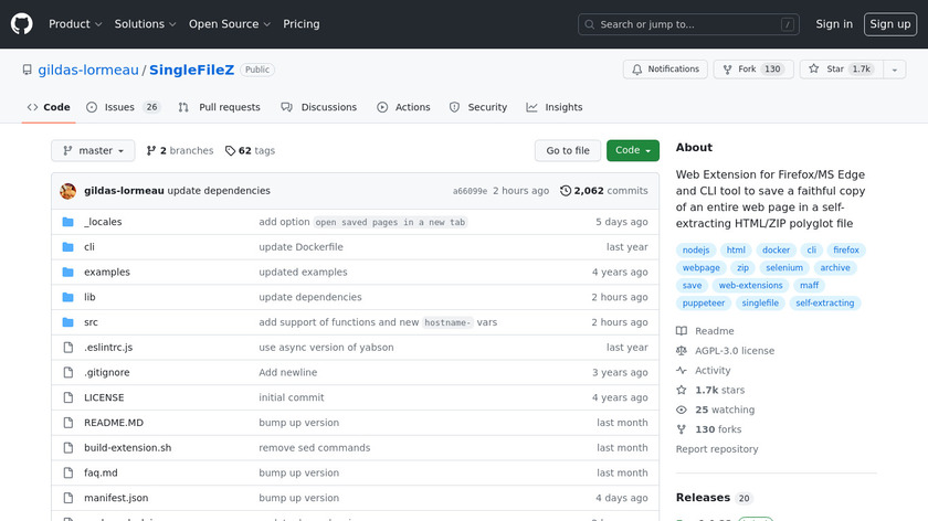 SingleFileZ Landing Page