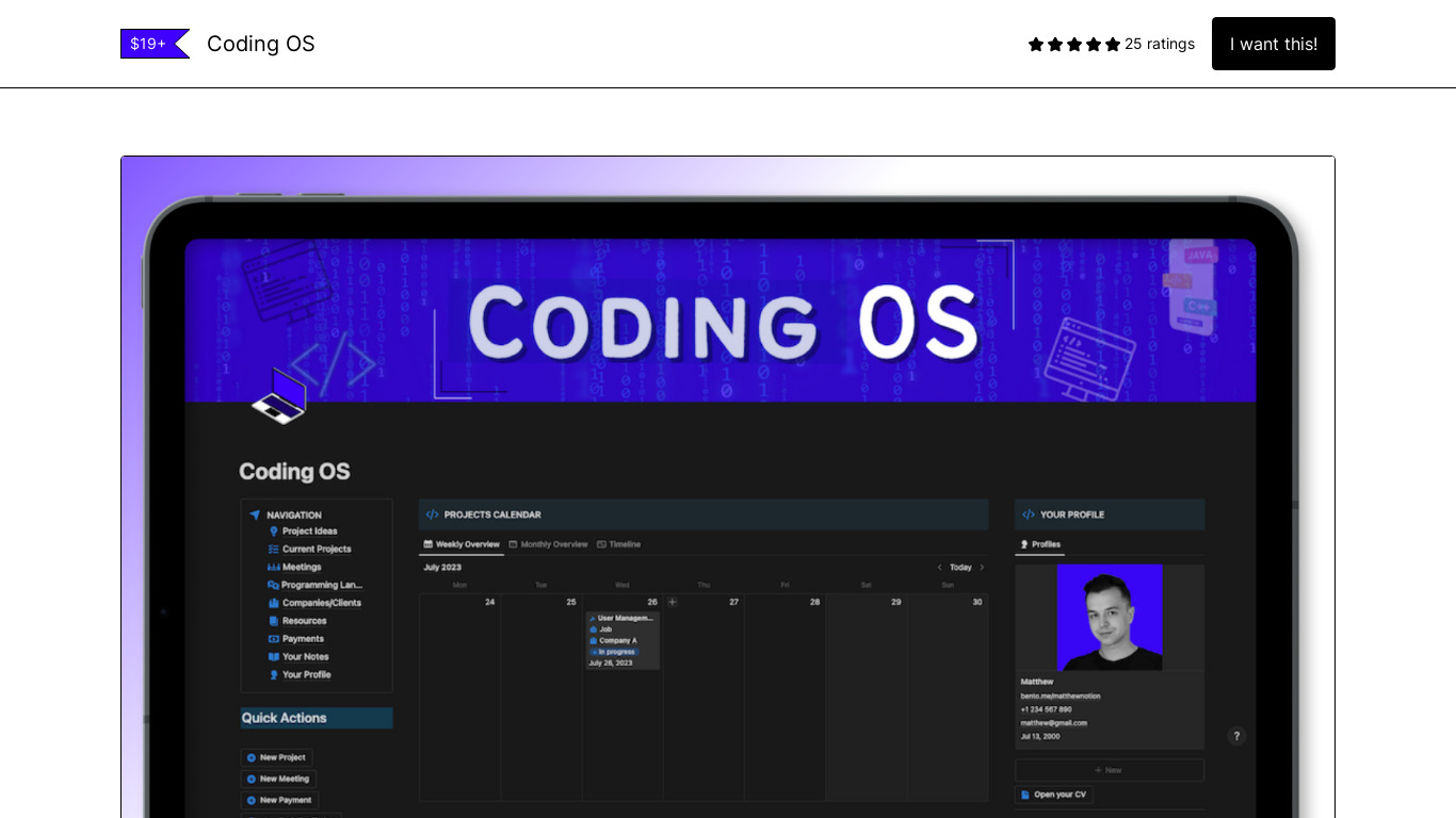 Coding OS Landing page