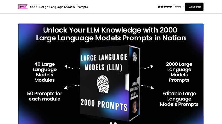 2000 Large Language Models (LLM) Prompts Landing Page