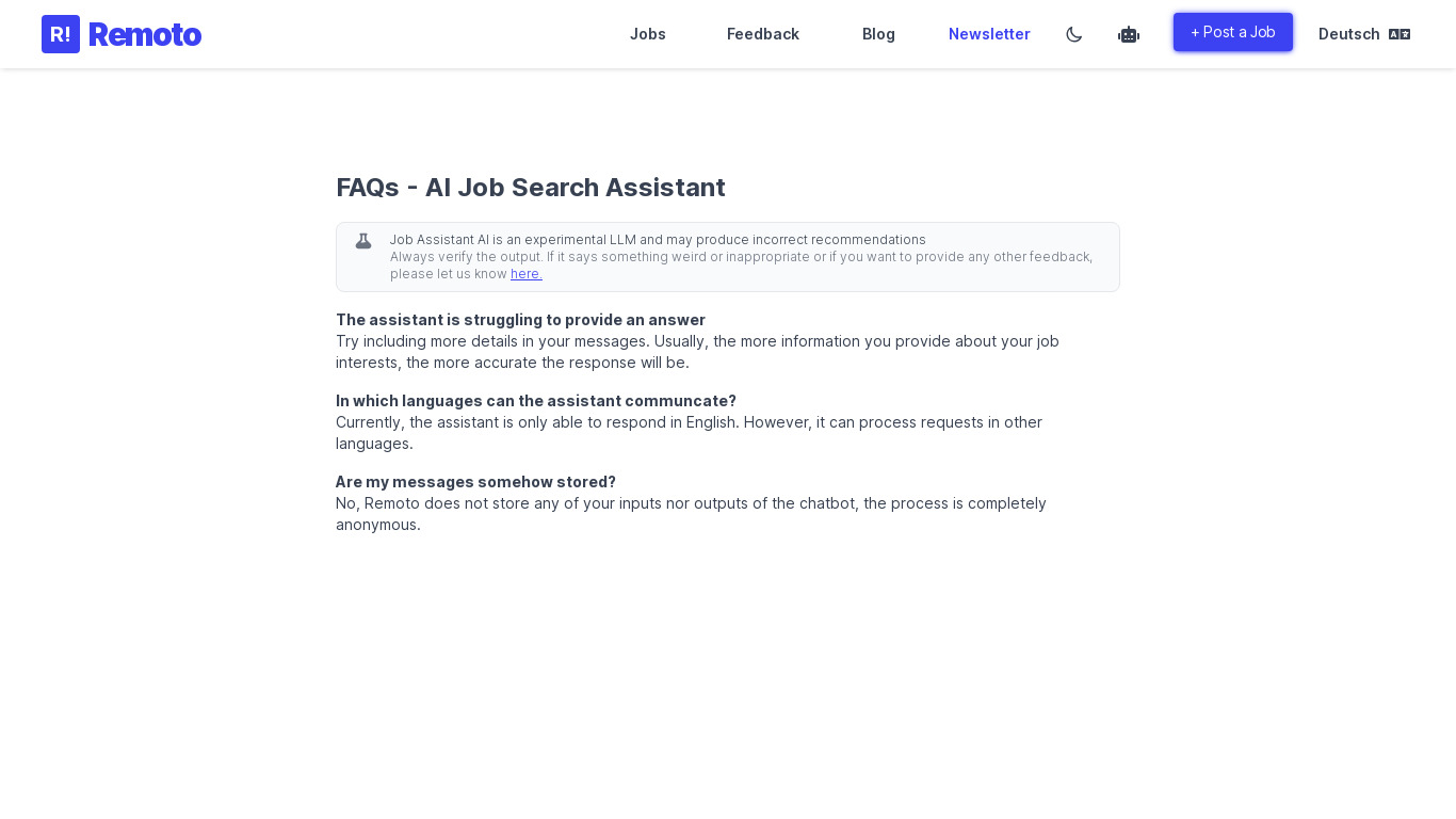 AI Job Search Assistant Landing page