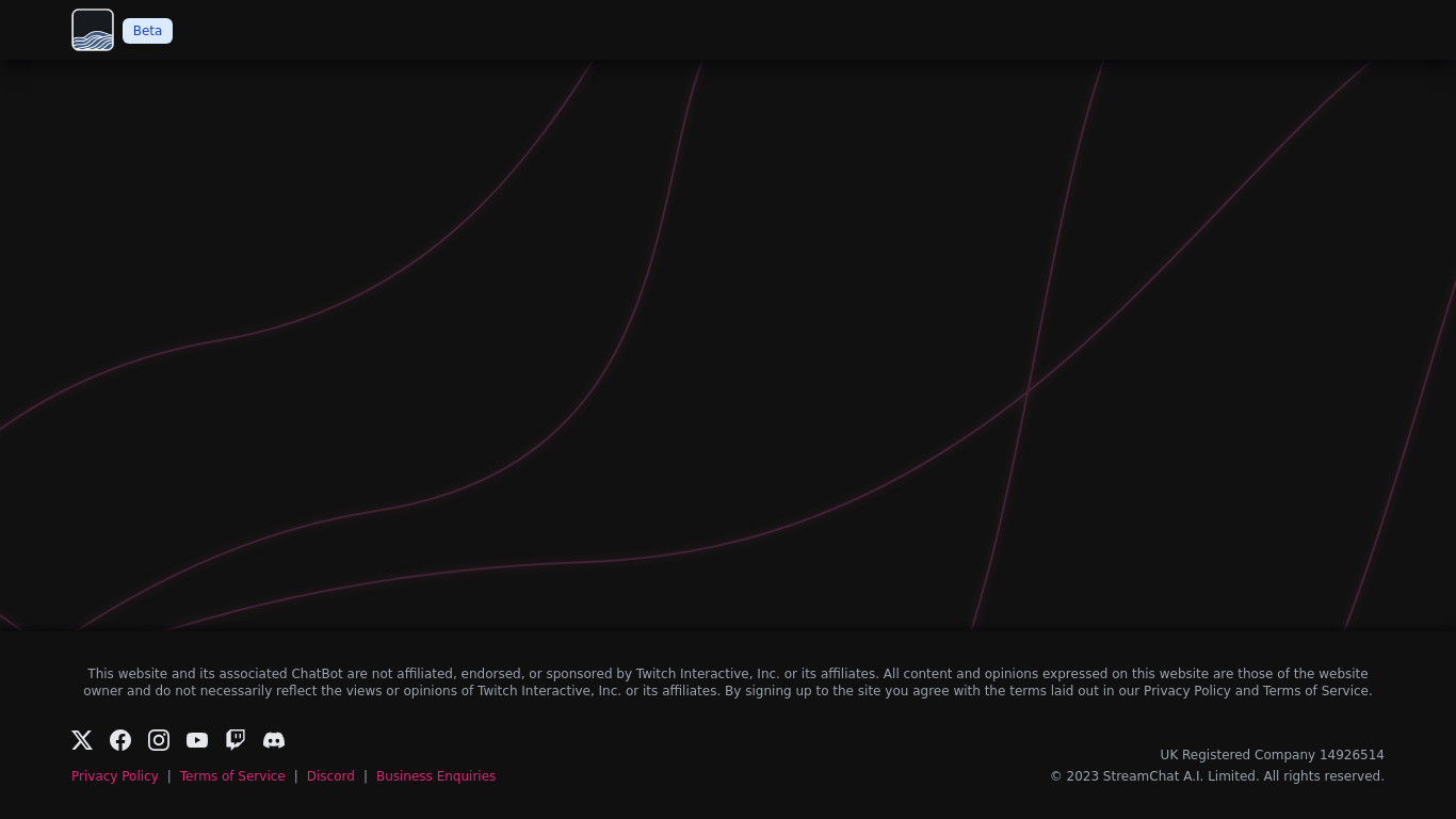 Stream Chat A.I. Landing page