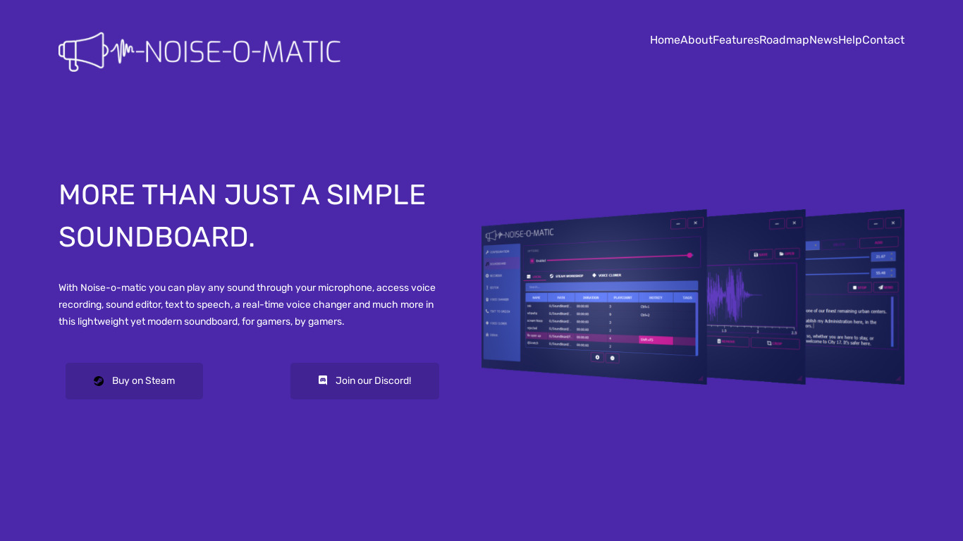 Noise-o-matic Landing page