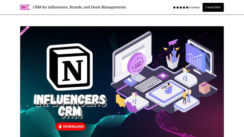 CRM for influencers and Deals Management Landing Page
