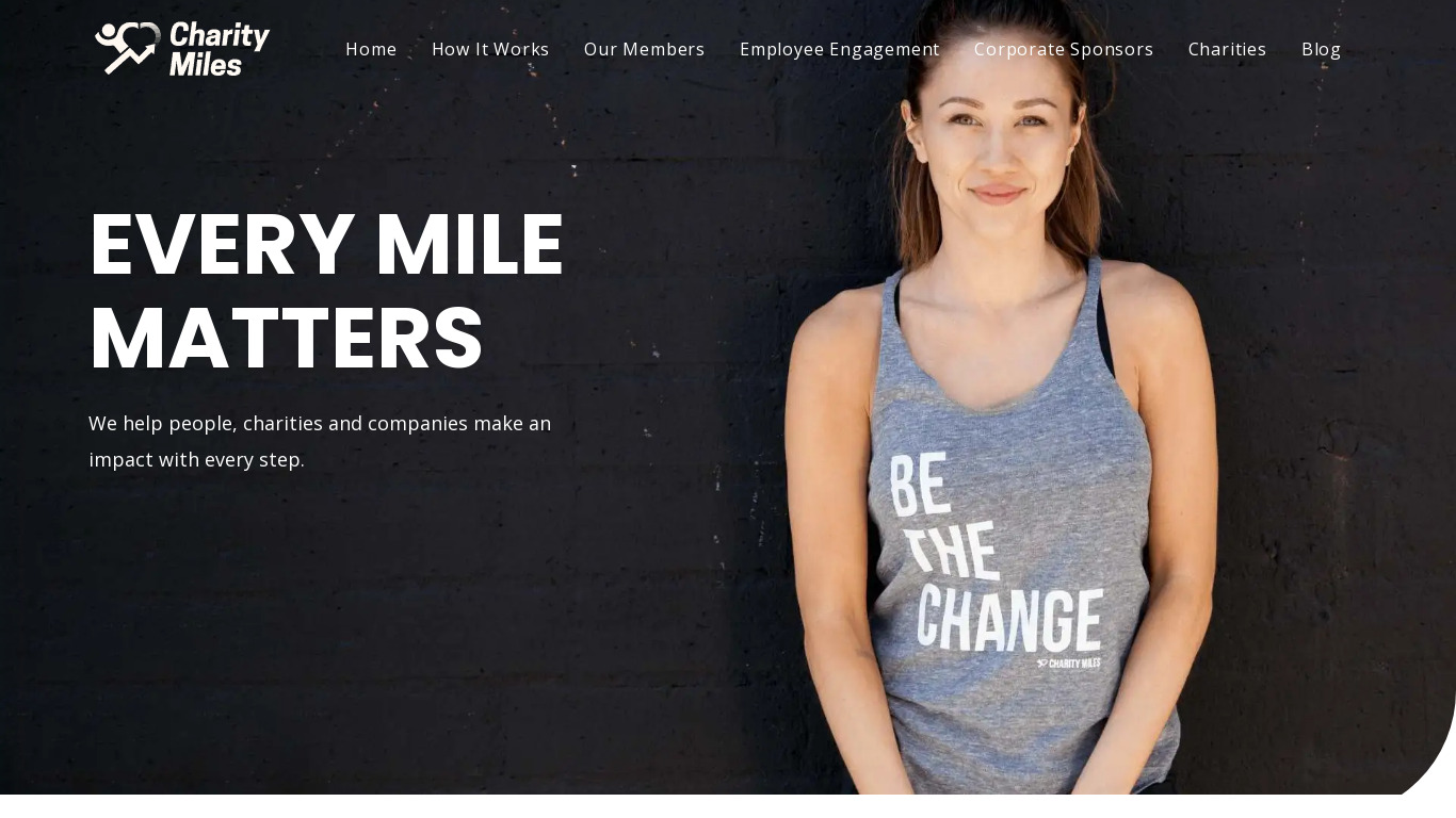 Charity Miles Landing page