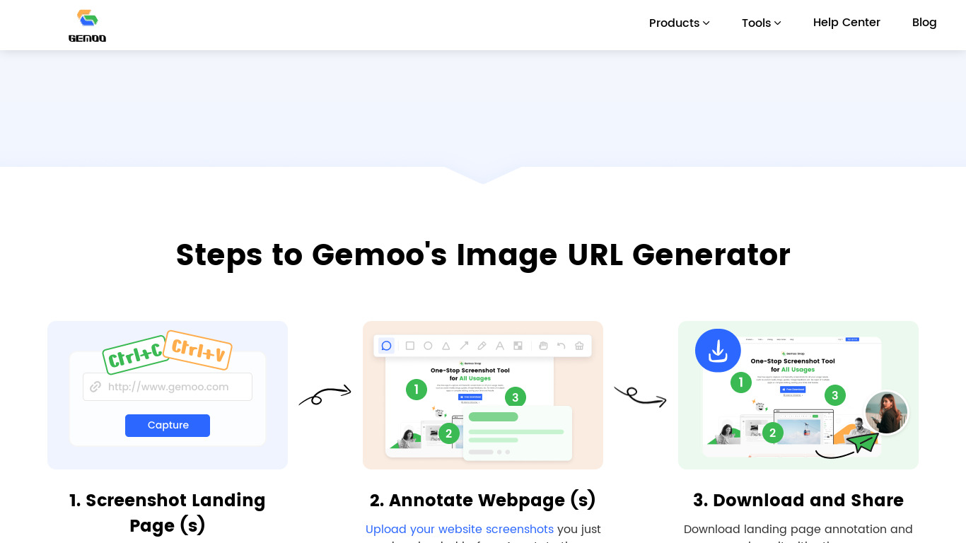 Gemoo Landing Page Capture & Annotation Landing page