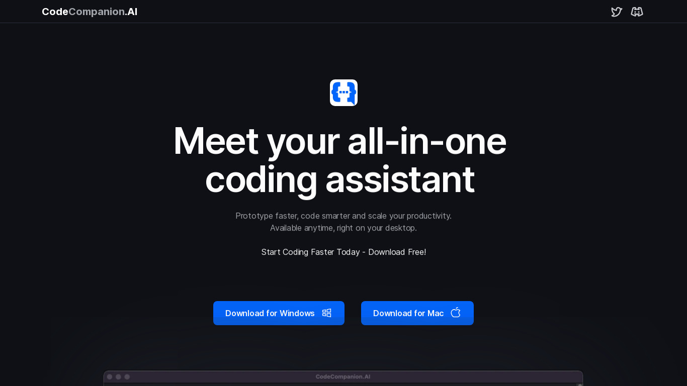 CodeCompanion.AI Landing page
