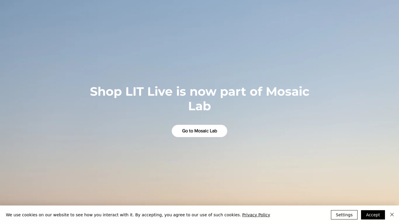 Shop Lit Live Landing page
