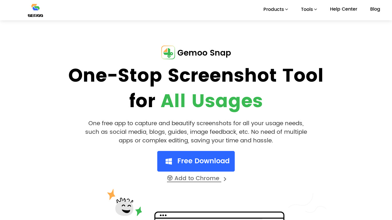 Gemoo Snap Landing page