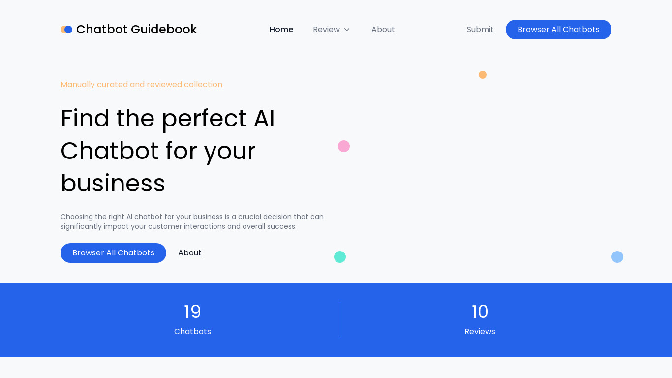 Chatbot Guidebook Landing page
