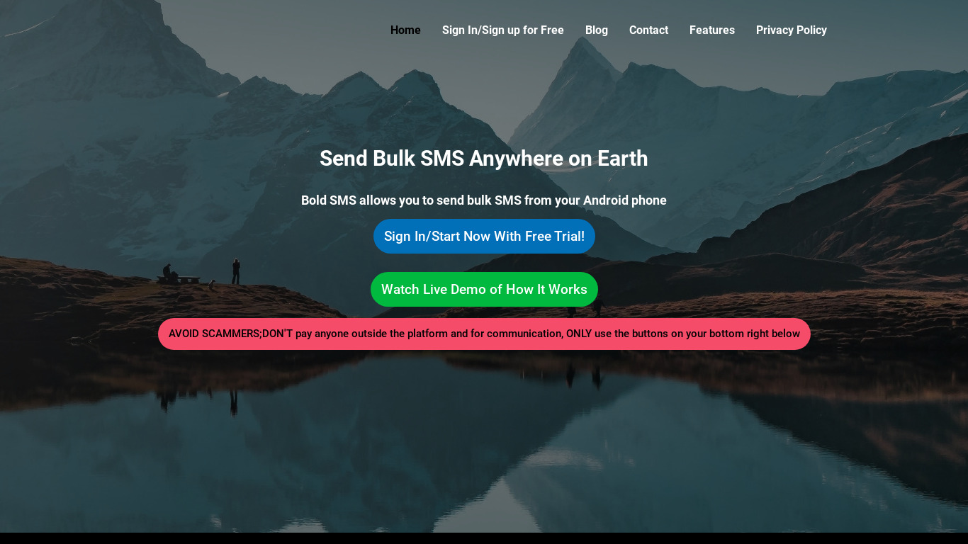 BoldSMS.com Landing page