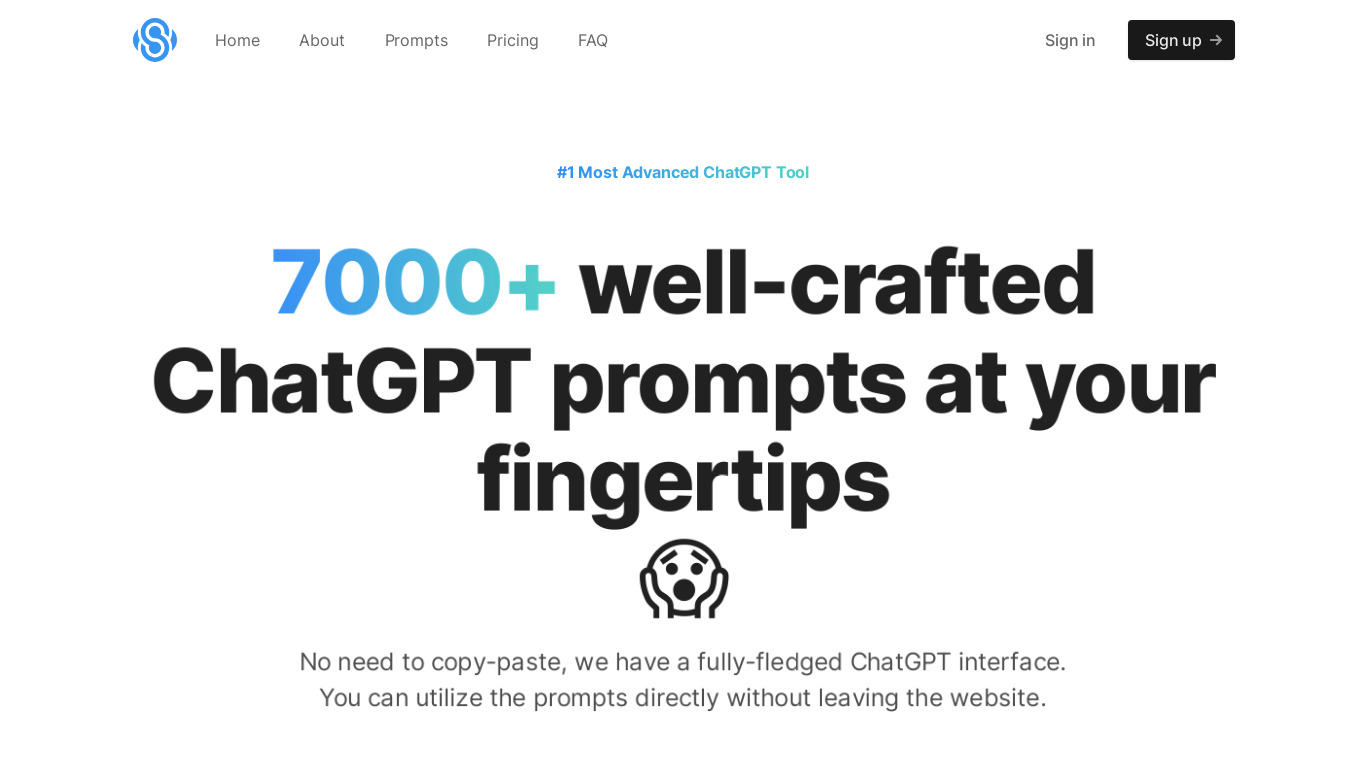 ShortcutsGPT Landing page