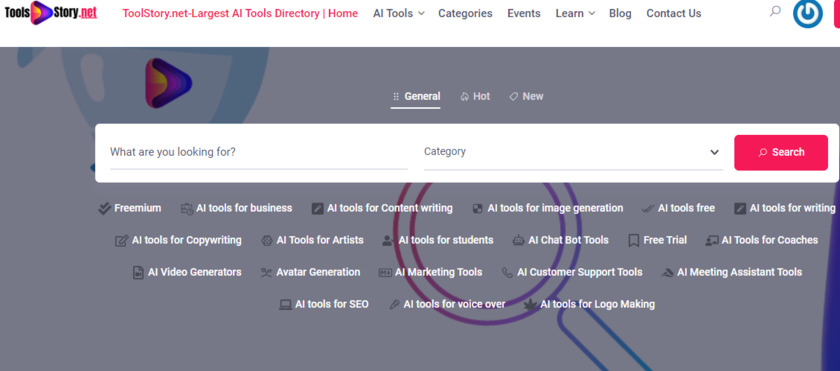 ToolsStory.net Landing Page