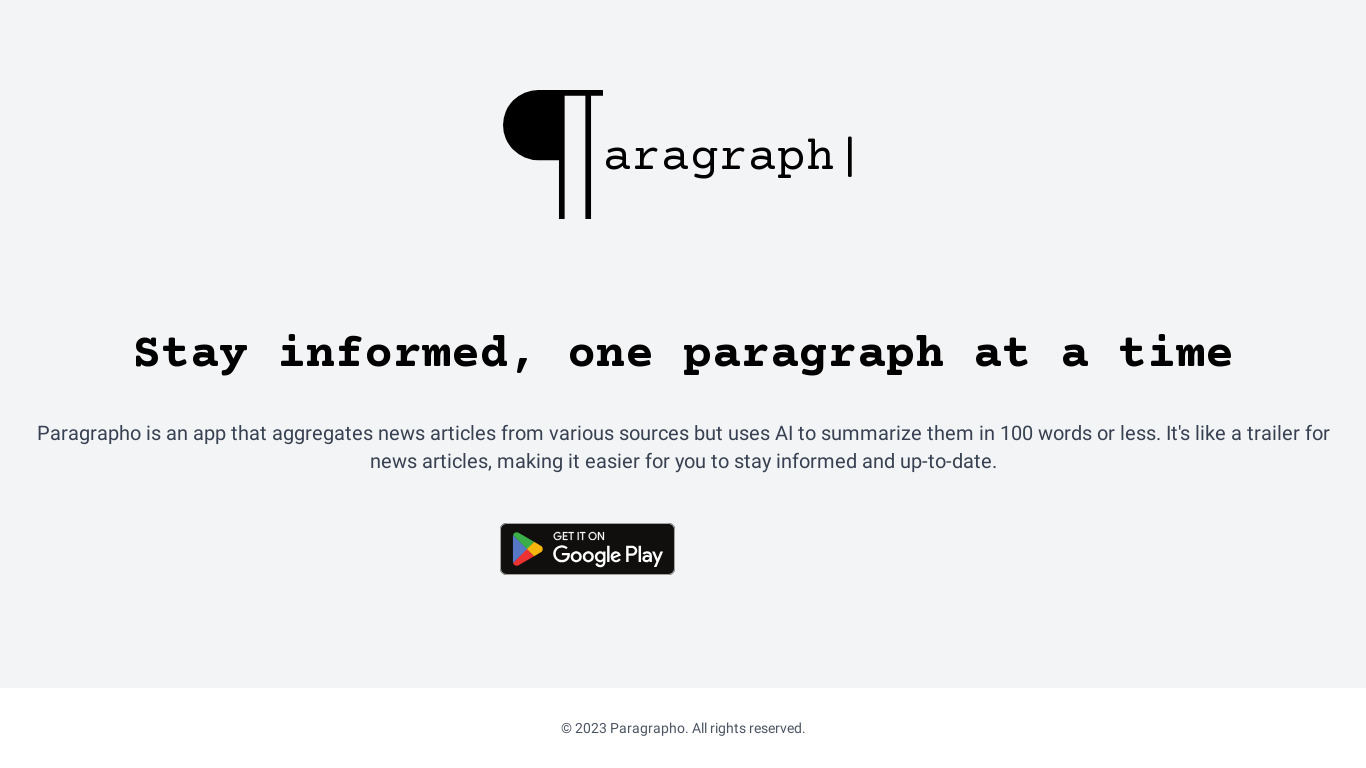 Paragrapho Landing page