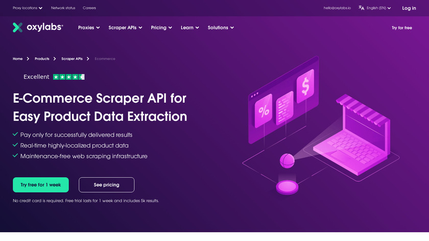 E-Commerce Scraper API by Oxylabs Landing Page
