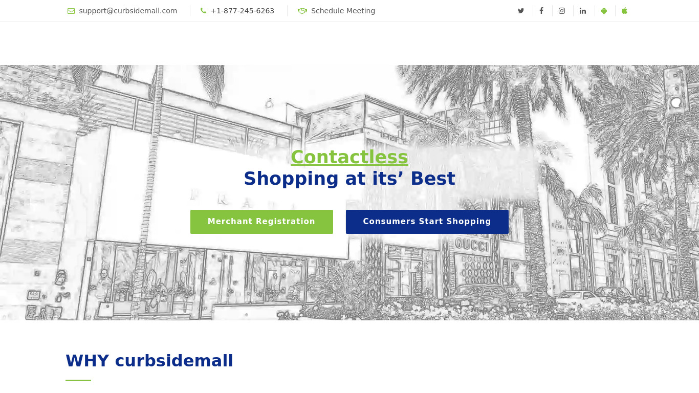 Curbsidemall Landing page