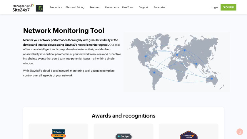 Site24x7 Network Monitoring Landing Page