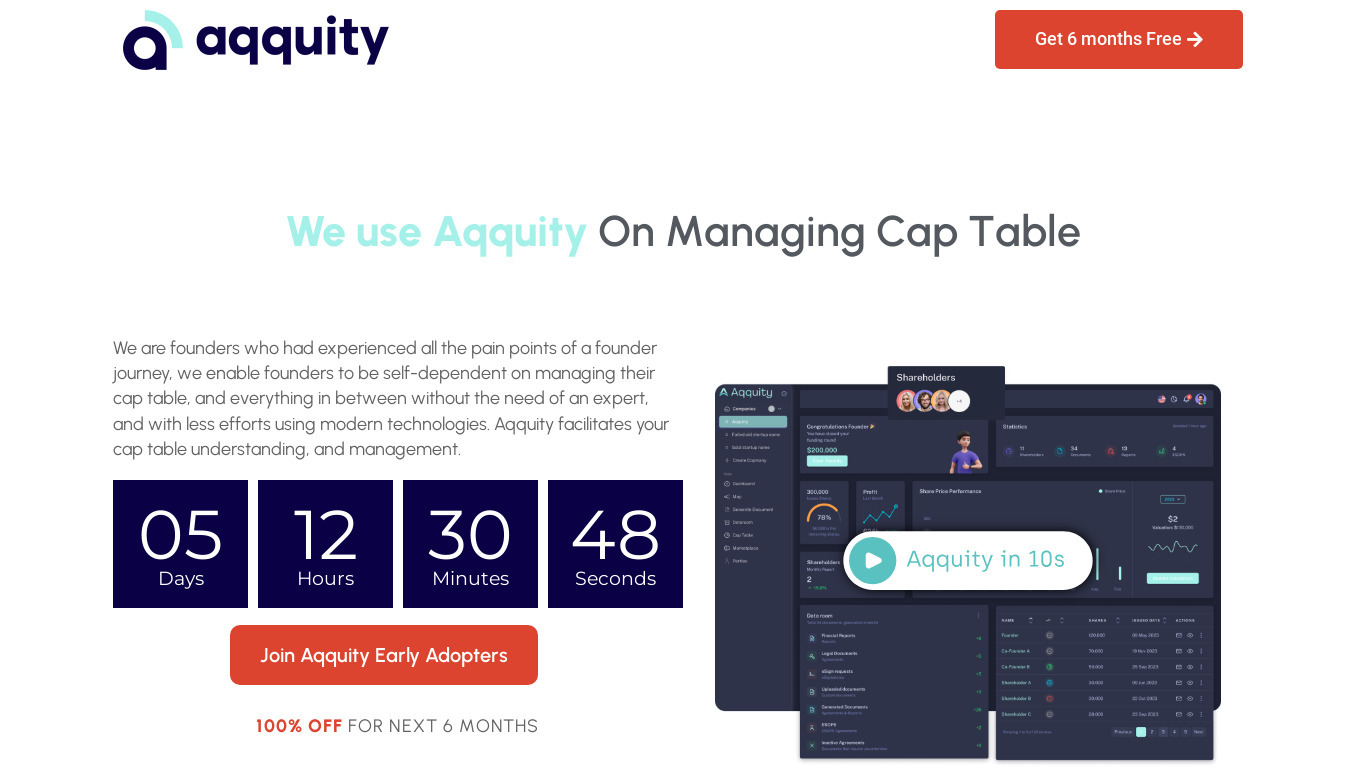 Aqquity Landing page