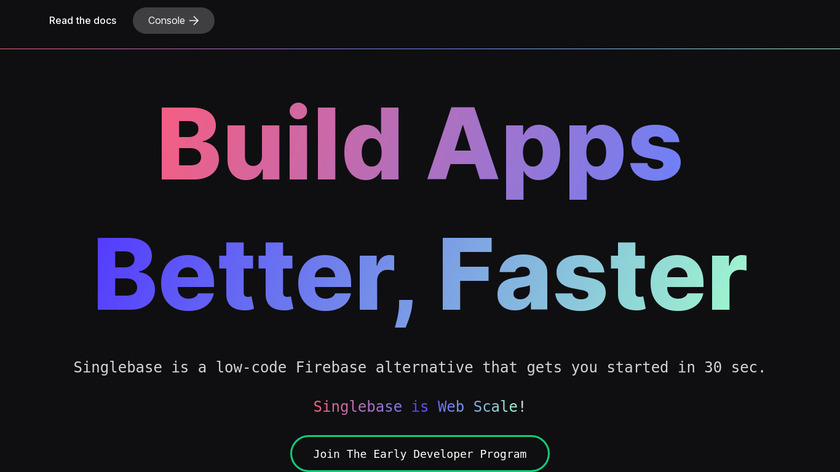 Singlebase.cloud (Alpha) Landing Page