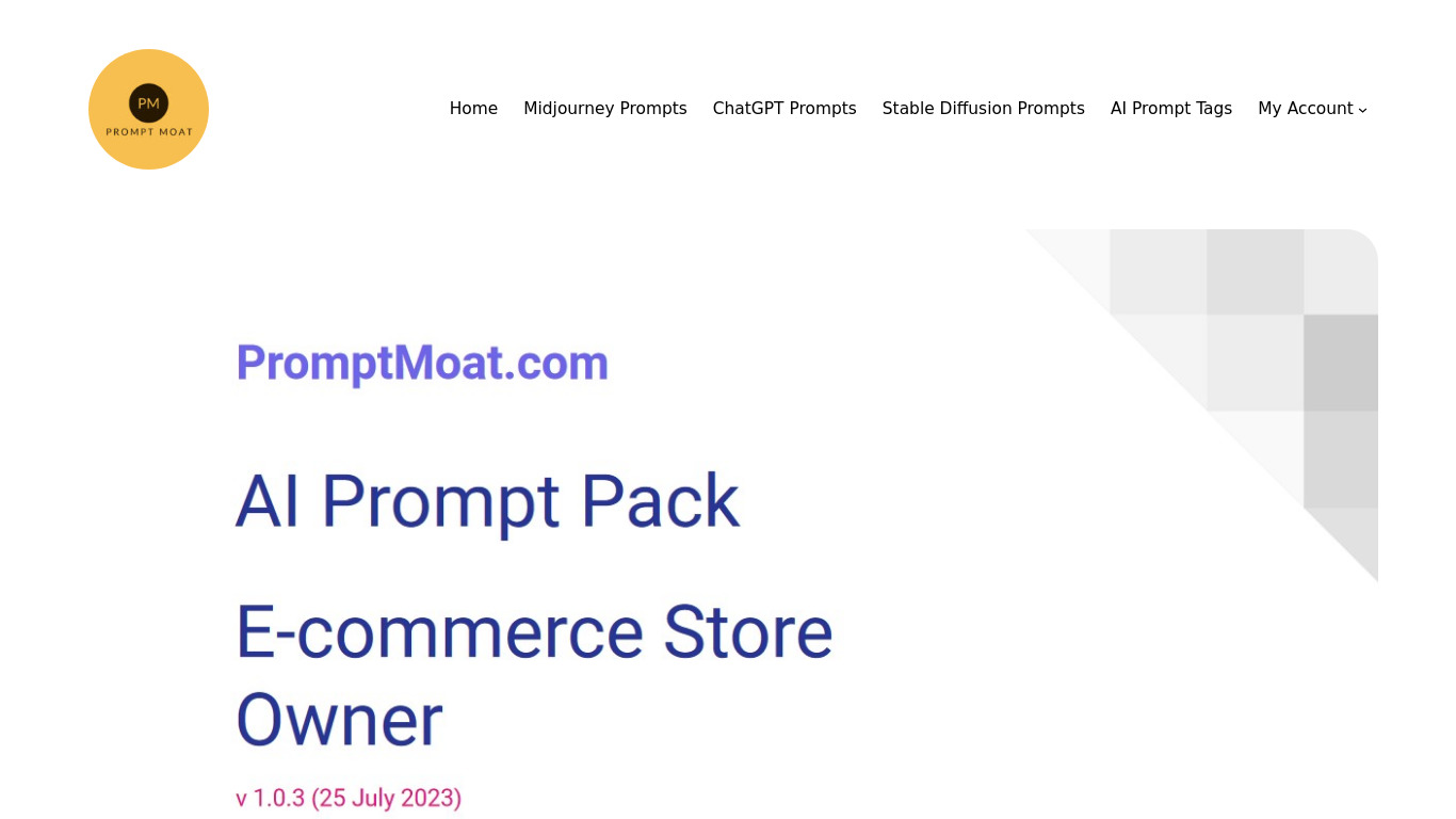 Free E-Commerce AI Prompt Pack Landing page
