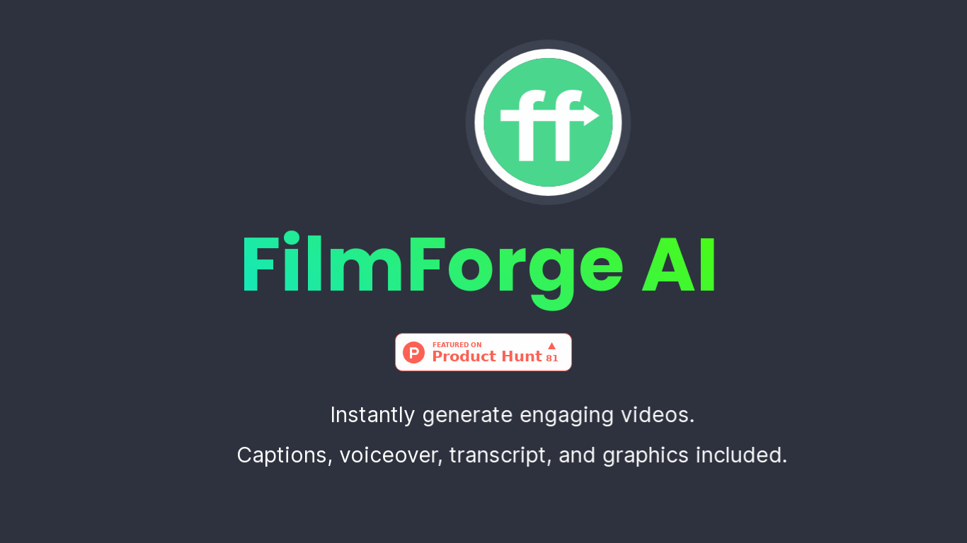 FilmForge AI Landing page