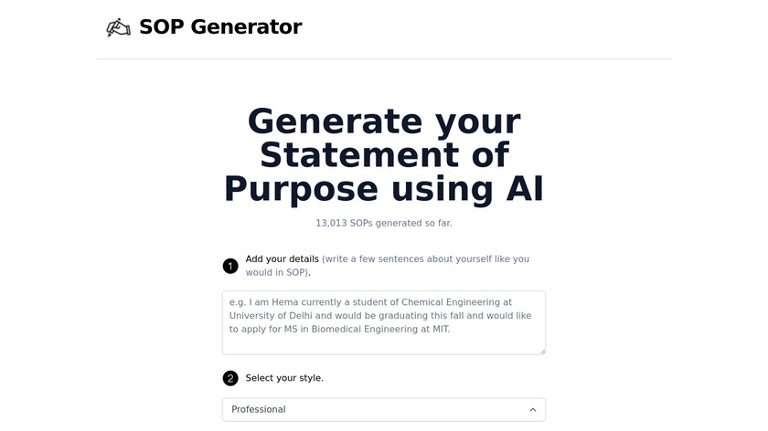 SOP Generator Landing Page