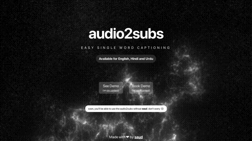 audio2subs Landing Page