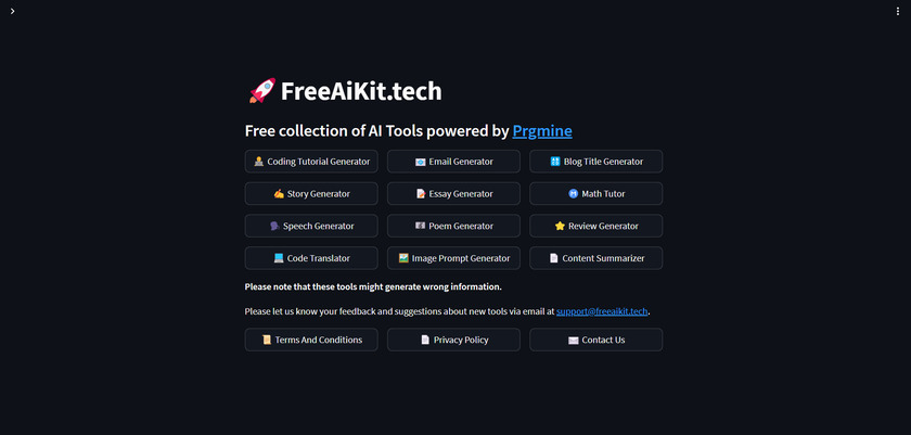 FreeAiKit.tech Landing Page