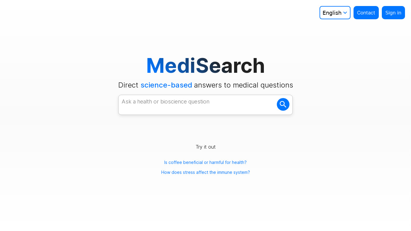 MediSearch Landing page