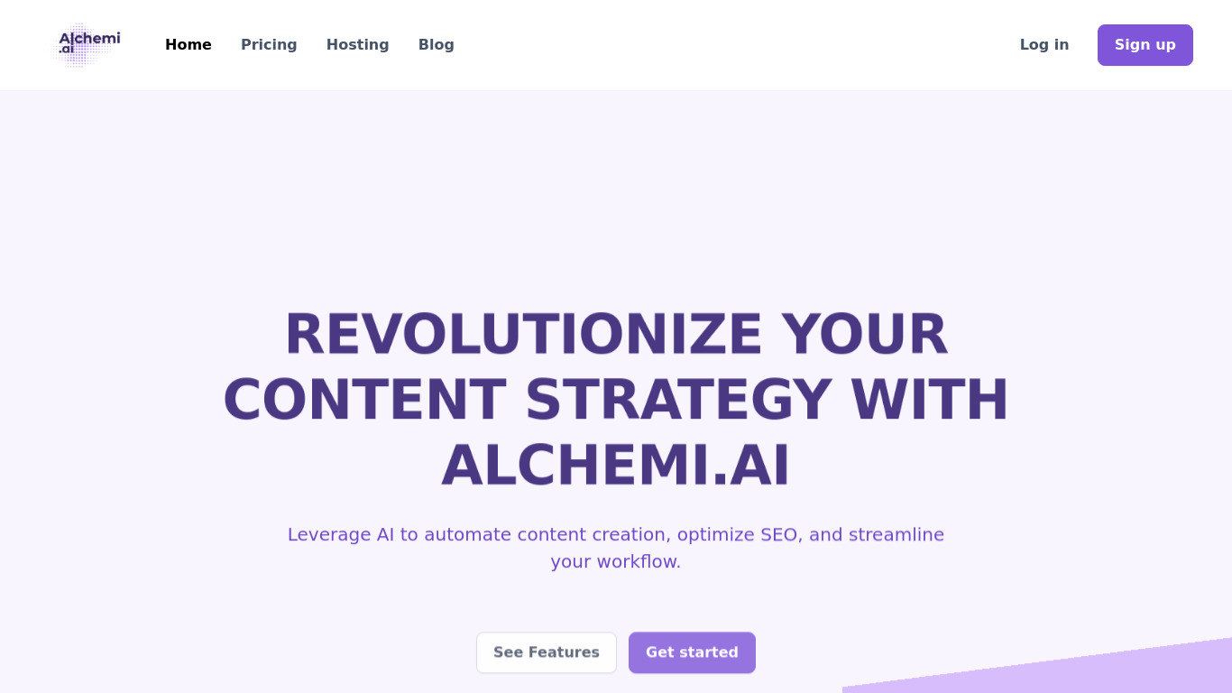 Alchemi.ai Landing page