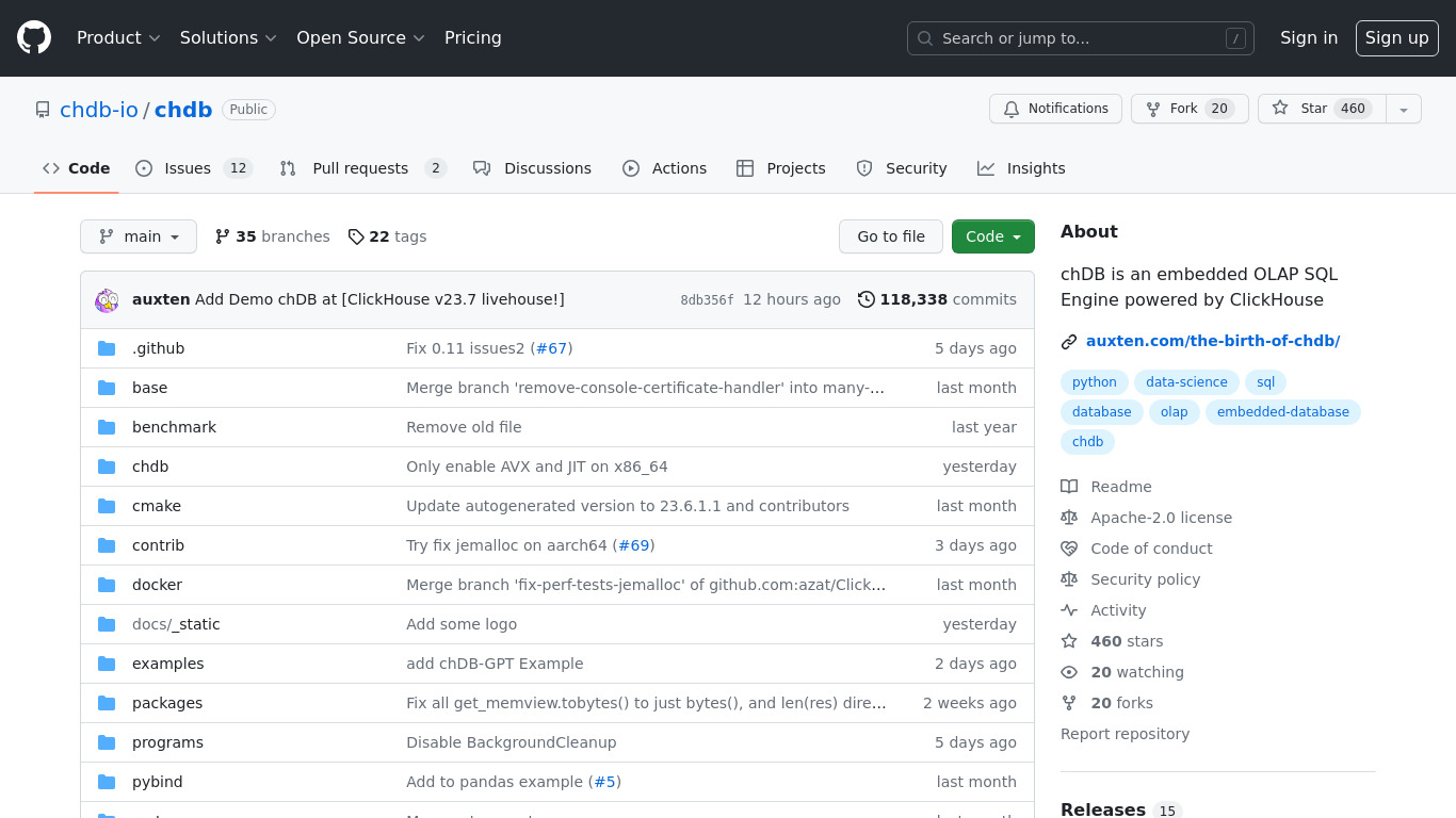 chdb.io Landing page